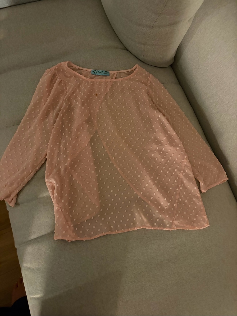 Lightweight Peach Swiss Dot Blouse - Women